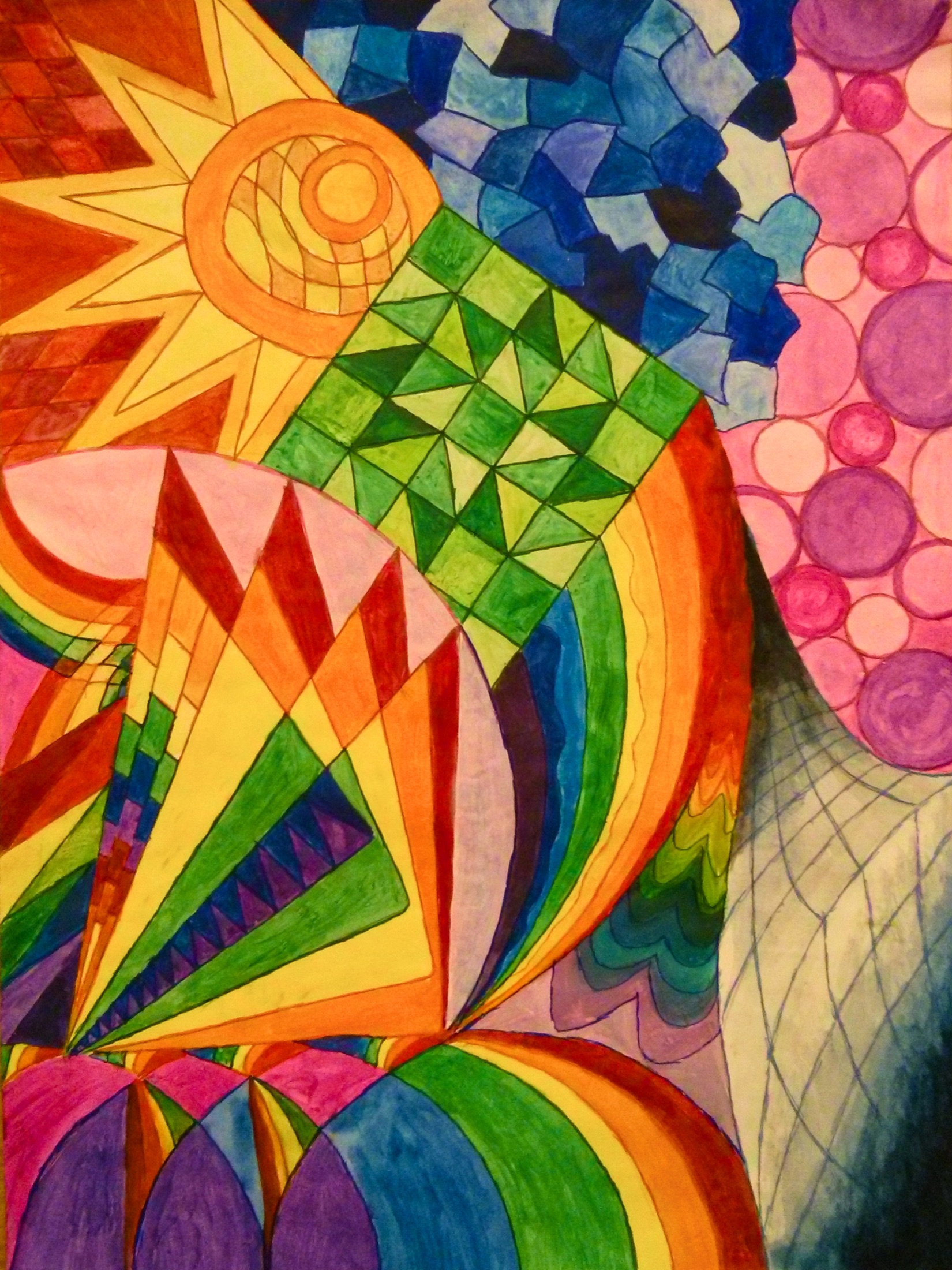 Drawing Harmony of Colors and Forms, a study of geometry and color theory.