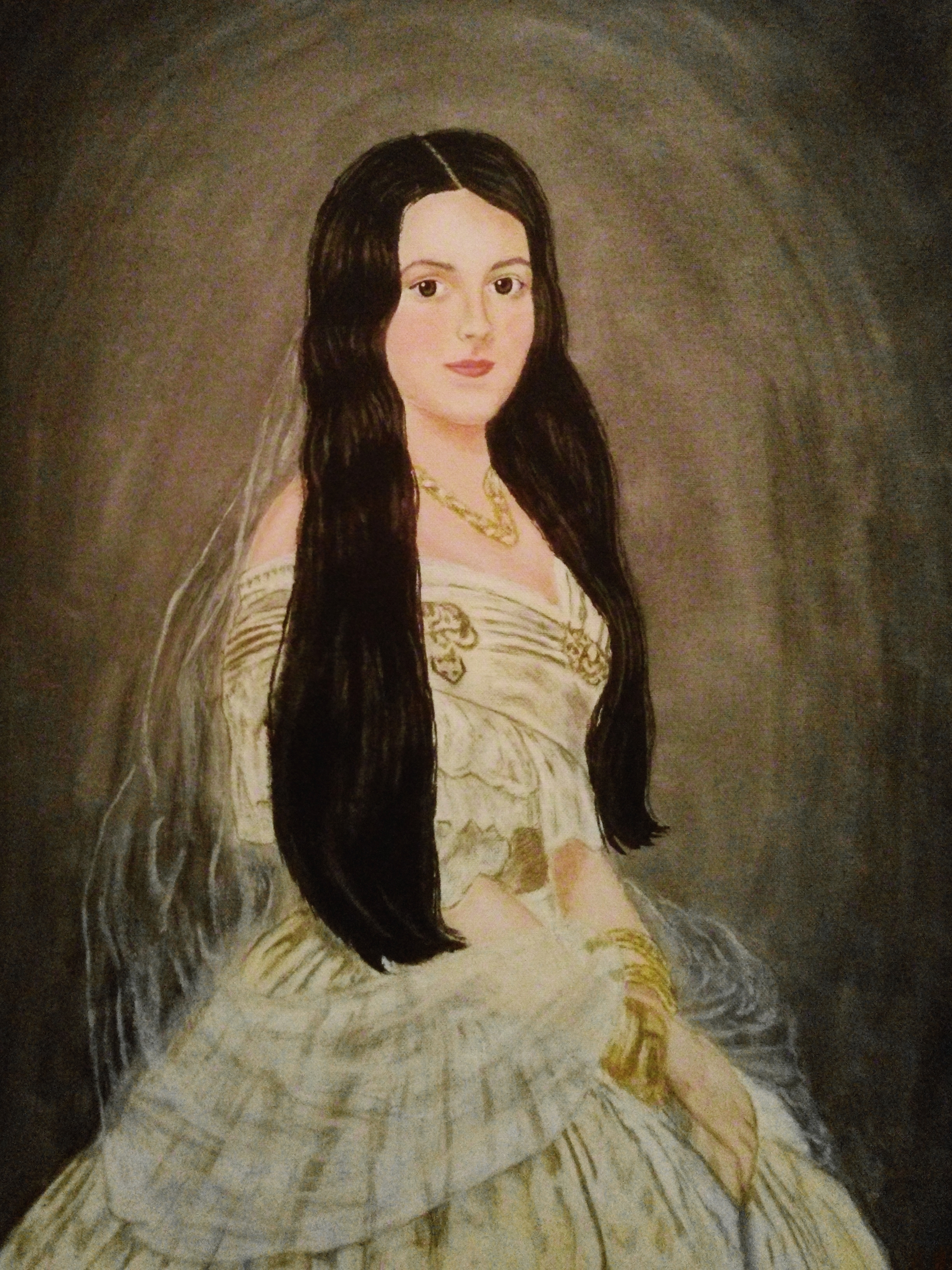 Acrylic self-portrait inspired by the true story of Empress Elisabeth of Austria and a fascination with the Victorian era.