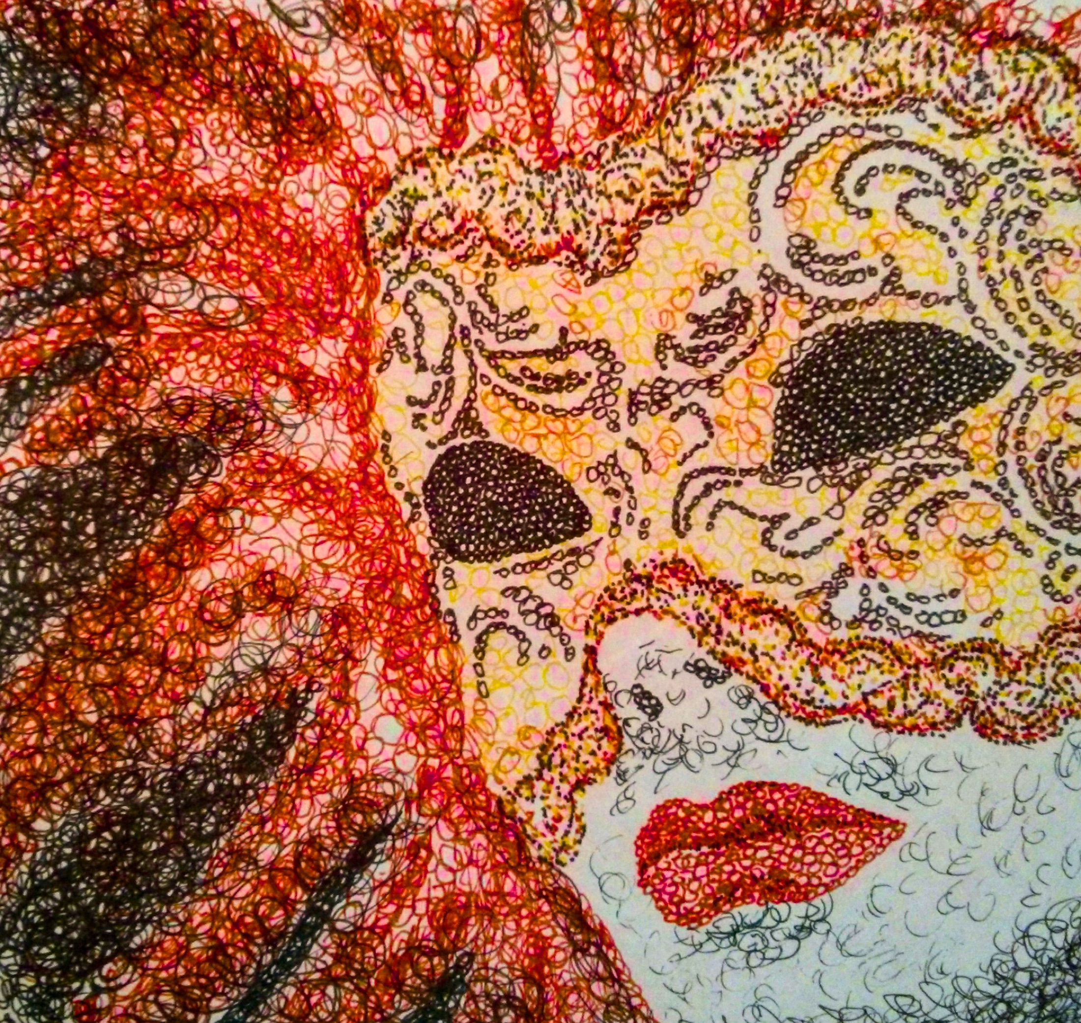 Fineliner drawing Venetian Mask, exploring form without direct lines.